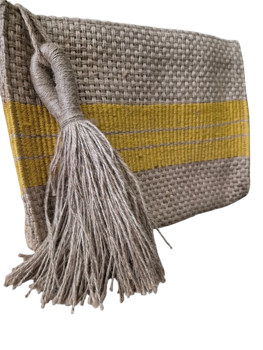 💕Zara Clutch With Mustard Stripe and Tassel💕
